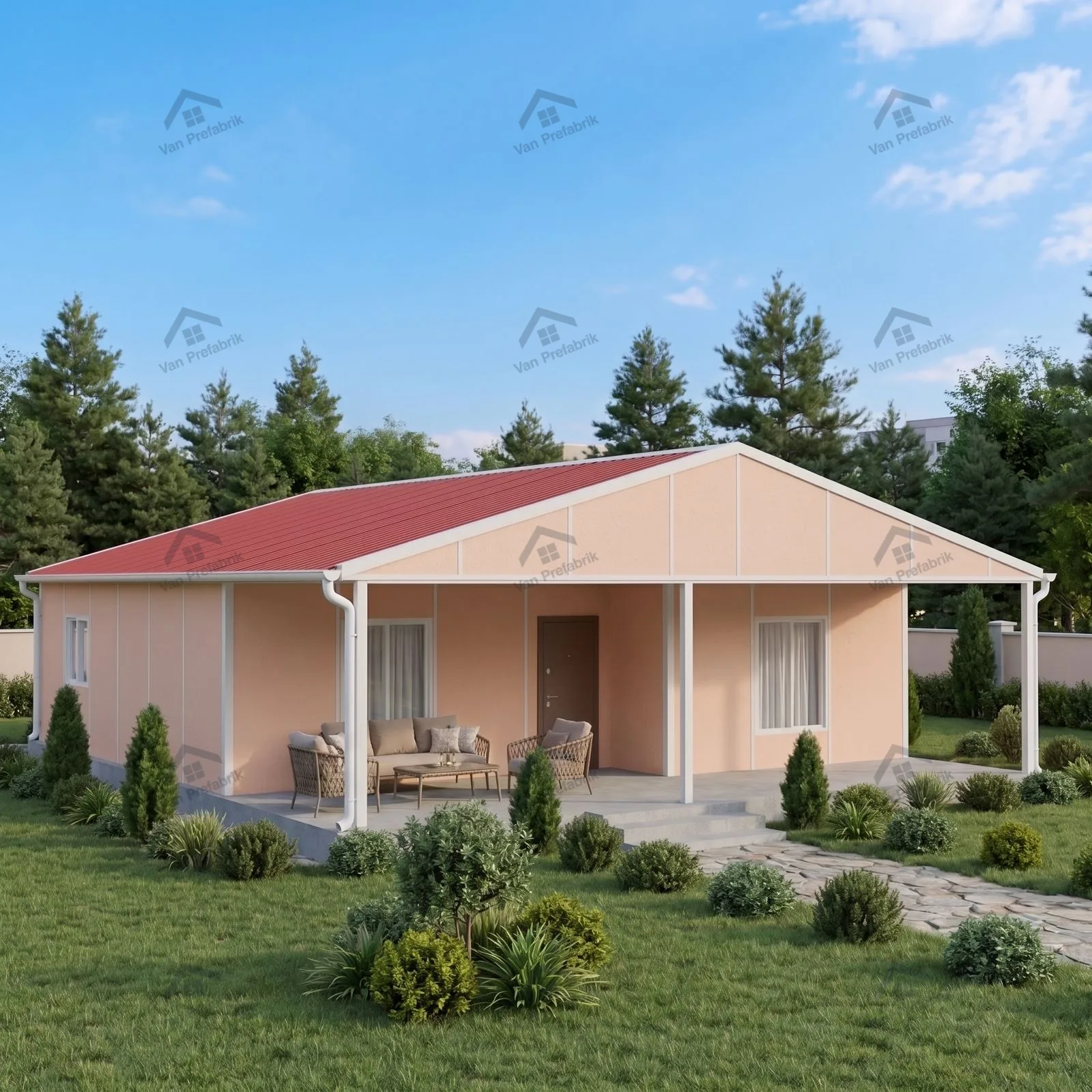 100m2 Tek Katlı Prefabrik Ev - B Tipi