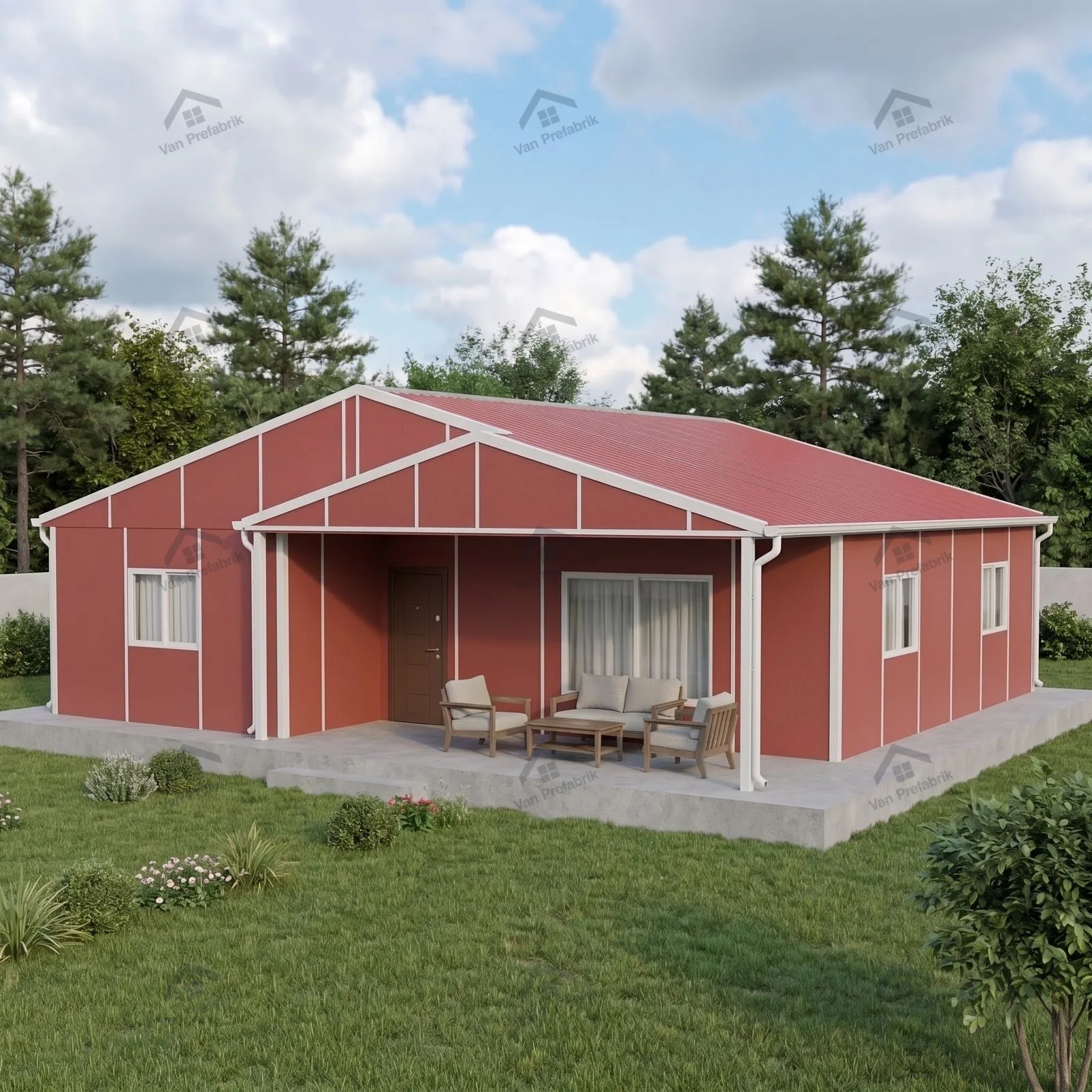 100m2 Tek Katlı Prefabrik Ev - A Tipi